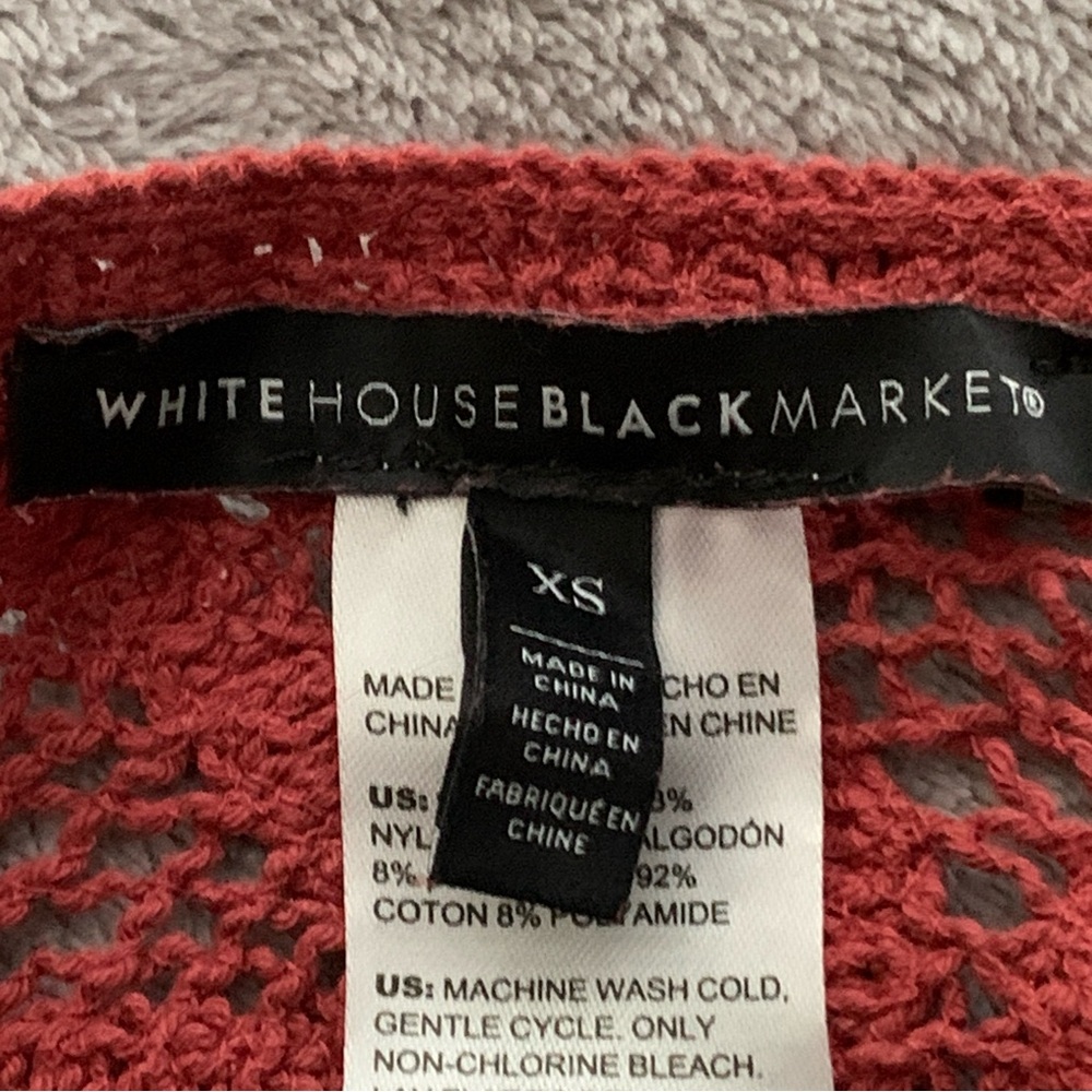 WHITE HOUSE BLACK MARKET Women’s Crochet Ruffle Sleeve Sweater Top XS - Picture 11 of 13
